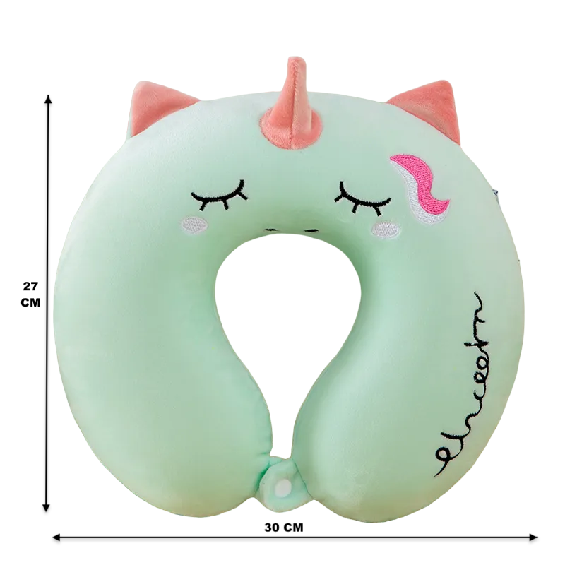 ZQBIEE Magical Unicorn Travel Neck Pillow (Green unicorn)