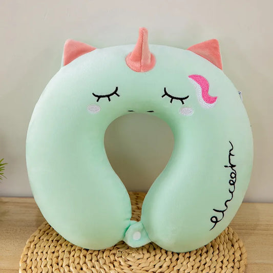ZQBIEE Magical Unicorn Travel Neck Pillow (Green unicorn)