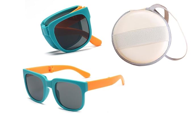 ZQBIEE Foldable Kids Sunglass with Round Case and New Pocket Sunglass for Kids