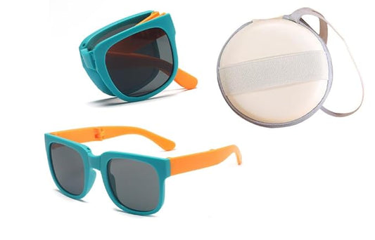 ZQBIEE Foldable Kids Sunglass with Round Case and New Pocket Sunglass for Kids
