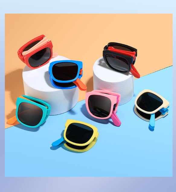 ZQBIEE Foldable Kids Sunglass with Round Case and New Pocket Sunglass for Kids
