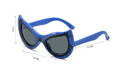 Spider Web-Themed Kids Sunglasses – Blue Superhero Style Eyewear