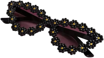 ZQBIEE Floral Daisy Frame Sunglasses – Retro Festival Eyewear