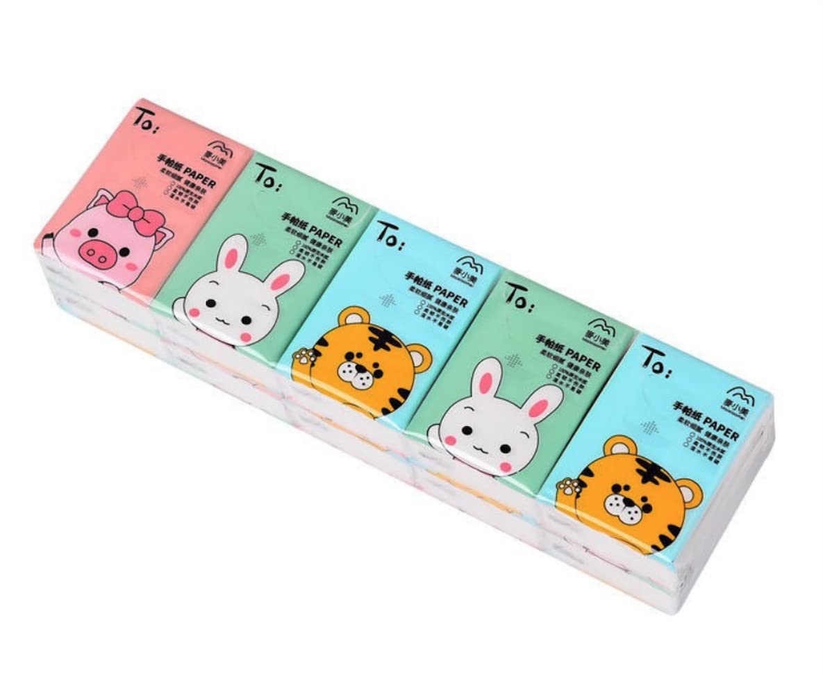 ZQBIEE Pocket Tissue Papers (3 Ply, 8 Pulls Per Pack) | Pack of 10