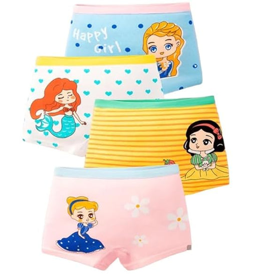 ZQBIEE Girls' Cartoon Princess Cotton Underwear (Pack of 4)
