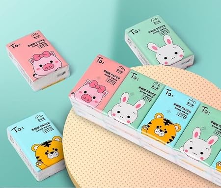 ZQBIEE Pocket Tissue Papers (3 Ply, 8 Pulls Per Pack) | Pack of 10