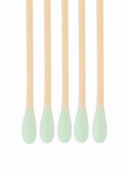 ZQBIEE Bamboo Cotton Swabs With Mint Green Tips