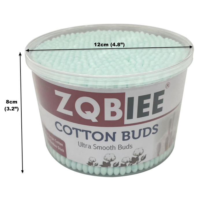 ZQBIEE Bamboo Cotton Swabs With Mint Green Tips