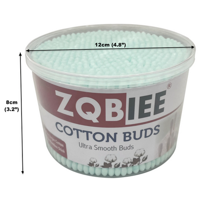 ZQBIEE Bamboo Cotton Swabs With Mint Green Tips