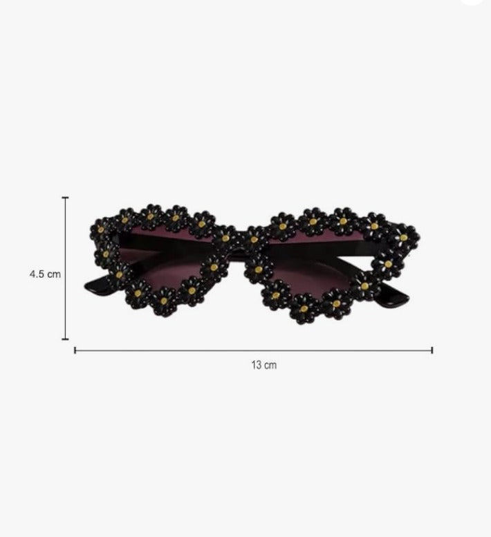 ZQBIEE Floral Daisy Frame Sunglasses – Retro Festival Eyewear